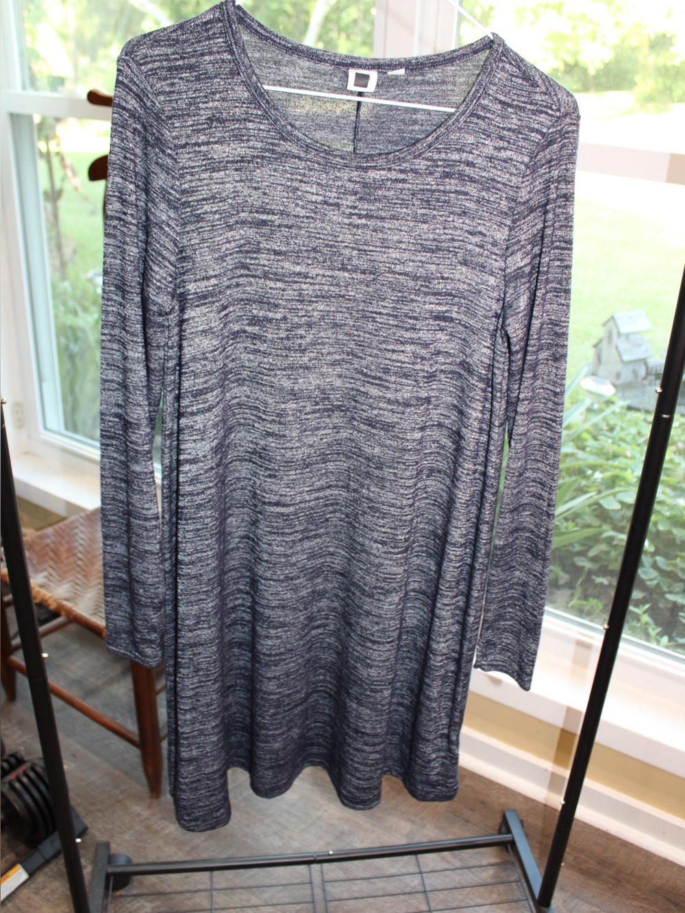 Women’s Gray Space Dye Swing Tunic Top Long Sleeve Soft Casual Size M